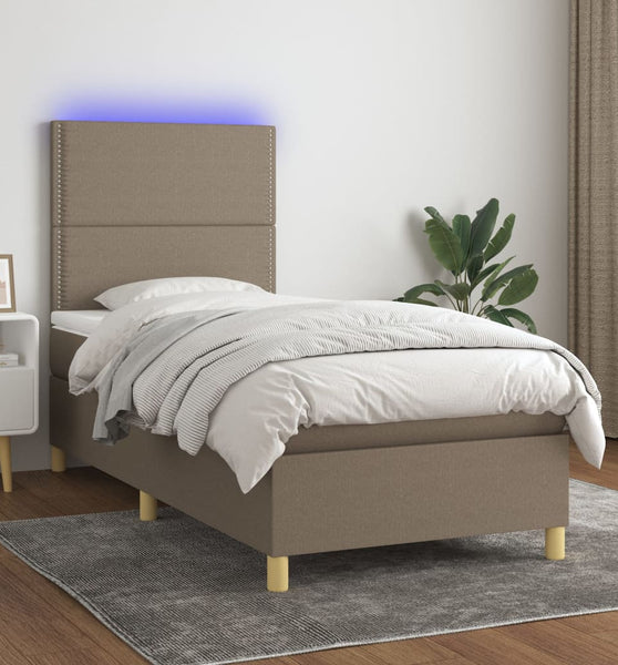 Boxspringbett mit Matratze & LED Taupe 90x200 cm Stoff