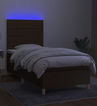 Boxspringbett mit Matratze & LED Dunkelbraun 80x200 cm Stoff