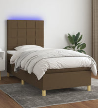 Boxspringbett mit Matratze & LED Dunkelbraun 80x200 cm Stoff