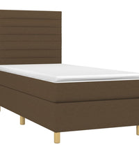 Boxspringbett mit Matratze & LED Dunkelbraun 80x200 cm Stoff