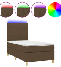 Boxspringbett mit Matratze & LED Dunkelbraun 80x200 cm Stoff