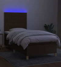 Boxspringbett mit Matratze & LED Dunkelbraun 80x200 cm Stoff