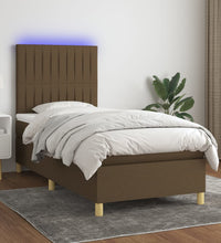 Boxspringbett mit Matratze & LED Dunkelbraun 80x200 cm Stoff
