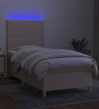 Boxspringbett mit Matratze & LED Creme 80x200 cm Stoff