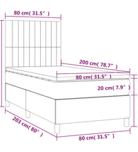 Boxspringbett mit Matratze & LED Creme 80x200 cm Stoff