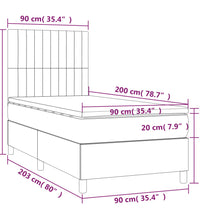 Boxspringbett mit Matratze & LED Creme 90x200 cm Stoff