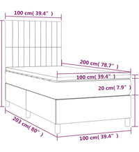 Boxspringbett mit Matratze & LED Creme 100x200 cm Stoff