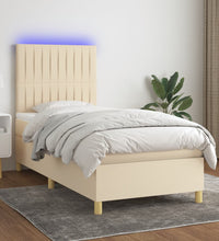 Boxspringbett mit Matratze & LED Creme 100x200 cm Stoff
