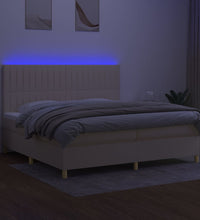 Boxspringbett mit Matratze & LED Creme 200x200 cm Stoff