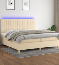 Boxspringbett mit Matratze & LED Creme 200x200 cm Stoff