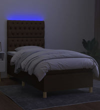 Boxspringbett mit Matratze & LED Dunkelbraun 80x200 cm Stoff