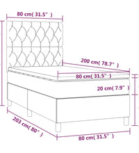 Boxspringbett mit Matratze & LED Dunkelbraun 80x200 cm Stoff