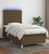 Boxspringbett mit Matratze & LED Dunkelbraun 80x200 cm Stoff