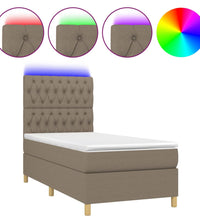 Boxspringbett mit Matratze & LED Taupe 90x200 cm Stoff