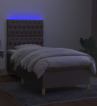 Boxspringbett mit Matratze & LED Taupe 90x200 cm Stoff