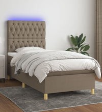Boxspringbett mit Matratze & LED Taupe 90x200 cm Stoff