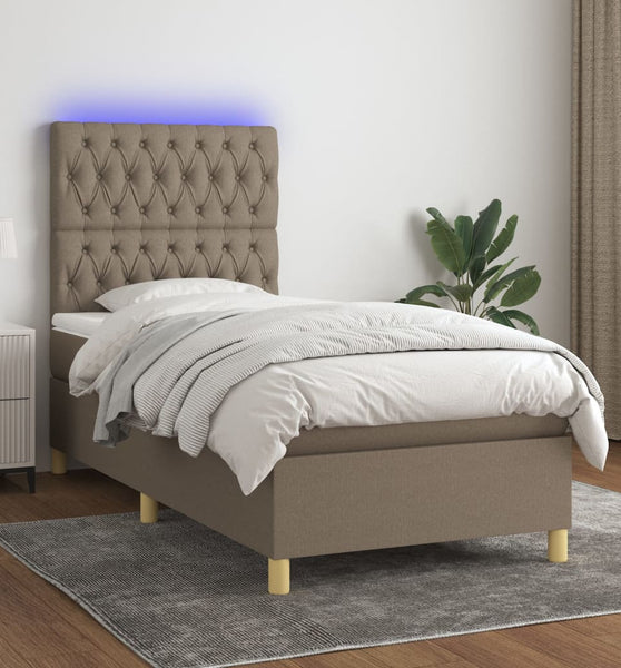 Boxspringbett mit Matratze & LED Taupe 90x200 cm Stoff