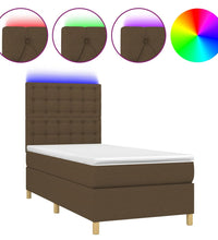 Boxspringbett mit Matratze & LED Dunkelbraun 80x200 cm Stoff