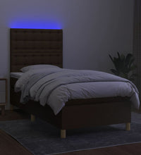 Boxspringbett mit Matratze & LED Dunkelbraun 80x200 cm Stoff