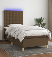 Boxspringbett mit Matratze & LED Dunkelbraun 80x200 cm Stoff