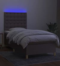 Boxspringbett mit Matratze & LED Taupe 90x200 cm Stoff