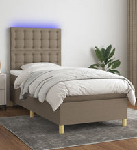 Boxspringbett mit Matratze & LED Taupe 90x200 cm Stoff