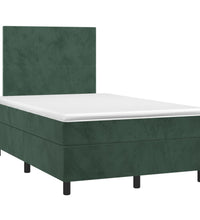 Boxspringbett mit Matratze & LED Dunkelgrün 120x200 cm Samt