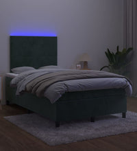 Boxspringbett mit Matratze & LED Dunkelgrün 120x200 cm Samt