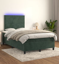 Boxspringbett mit Matratze & LED Dunkelgrün 120x200 cm Samt