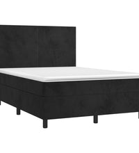 Boxspringbett mit Matratze & LED Schwarz 140x200 cm Samt