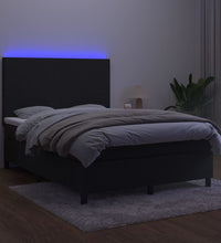 Boxspringbett mit Matratze & LED Schwarz 140x200 cm Samt