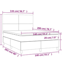 Boxspringbett mit Matratze & LED Schwarz 140x200 cm Samt