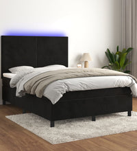 Boxspringbett mit Matratze & LED Schwarz 140x200 cm Samt