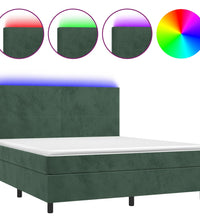 Boxspringbett mit Matratze & LED Dunkelgrün 160x200 cm Samt