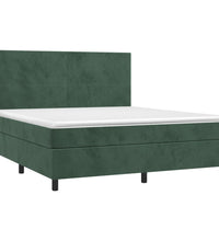 Boxspringbett mit Matratze & LED Dunkelgrün 160x200 cm Samt