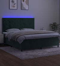 Boxspringbett mit Matratze & LED Dunkelgrün 160x200 cm Samt