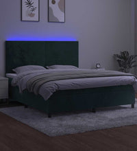 Boxspringbett mit Matratze & LED Dunkelgrün 180x200 cm Samt