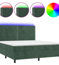 Boxspringbett mit Matratze & LED Dunkelgrün 180x200 cm Samt