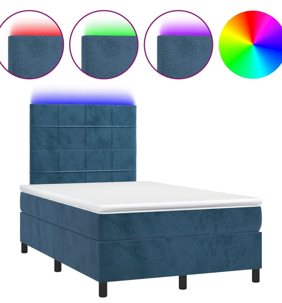 Boxspringbett mit Matratze & LED Dunkelblau 120x200 cm Samt