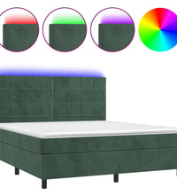Boxspringbett mit Matratze & LED Dunkelgrün 180x200 cm Samt