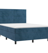 Boxspringbett mit Matratze & LED Dunkelblau 140x190 cm Samt