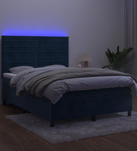 Boxspringbett mit Matratze & LED Dunkelblau 140x190 cm Samt