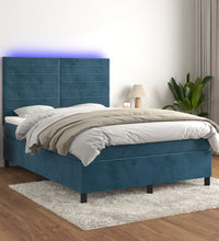 Boxspringbett mit Matratze & LED Dunkelblau 140x190 cm Samt