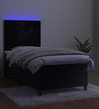 Boxspringbett mit Matratze & LED Schwarz 80x200 cm Samt