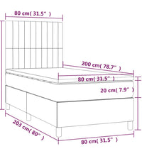 Boxspringbett mit Matratze & LED Schwarz 80x200 cm Samt