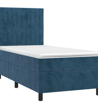 Boxspringbett mit Matratze & LED Dunkelblau 90x200 cm Samt