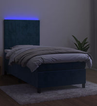 Boxspringbett mit Matratze & LED Dunkelblau 90x200 cm Samt