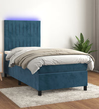 Boxspringbett mit Matratze & LED Dunkelblau 90x200 cm Samt