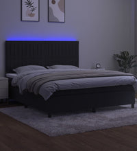 Boxspringbett mit Matratze & LED Schwarz 160x200 cm Samt