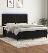 Boxspringbett mit Matratze & LED Schwarz 160x200 cm Samt